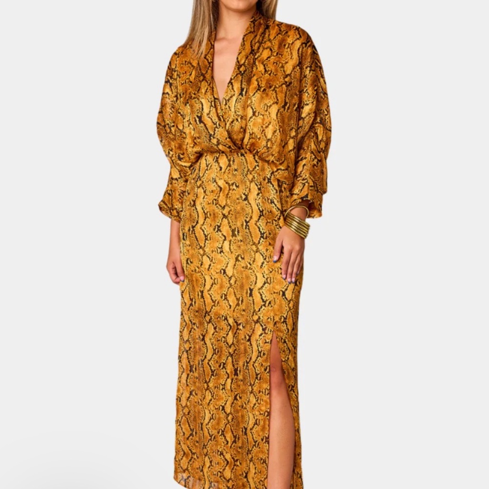 Buddy Love Golden Snake Print Long Sleeve Dress